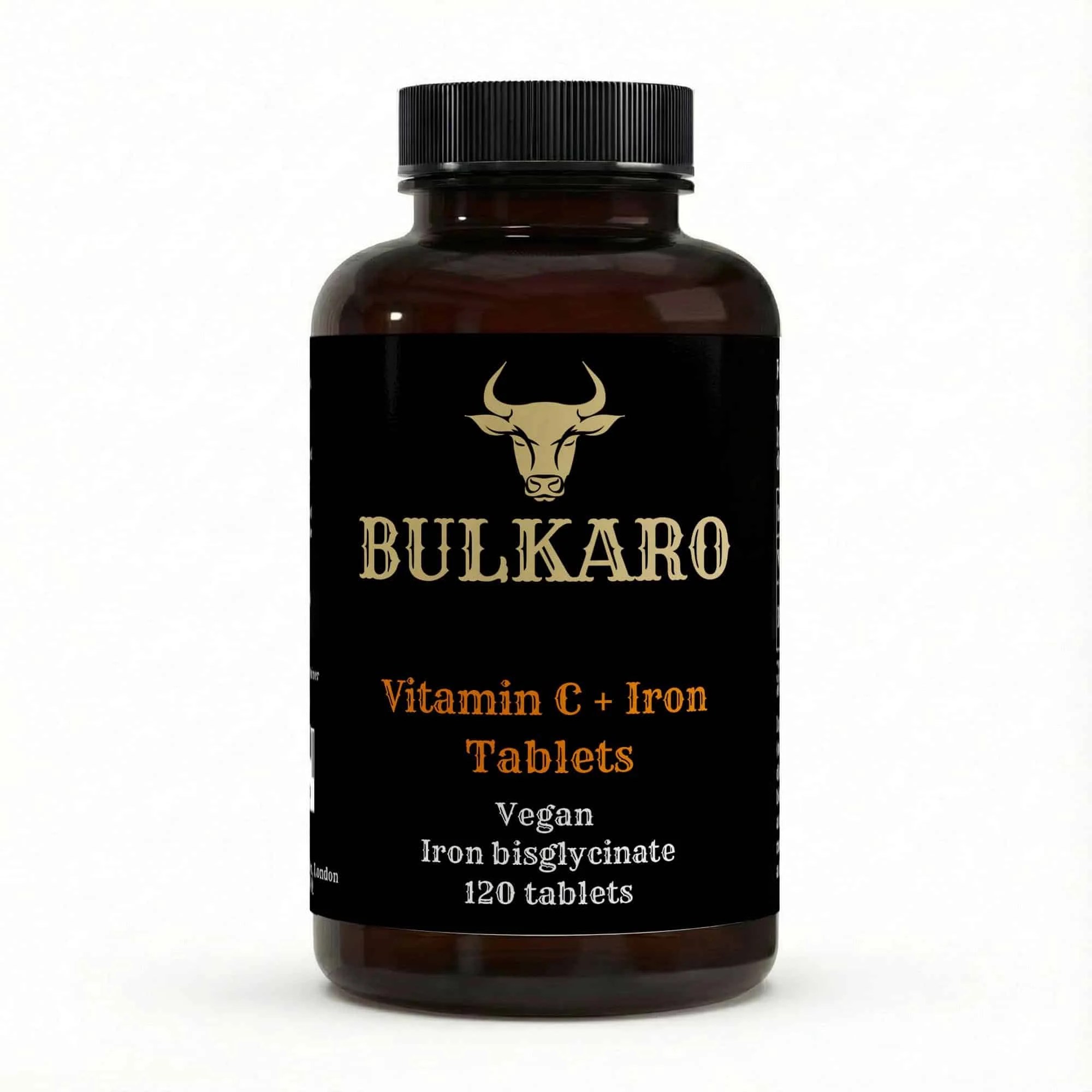 Bulkaro Iron + Vitamin C Tablets (120 Vegan Tablets)