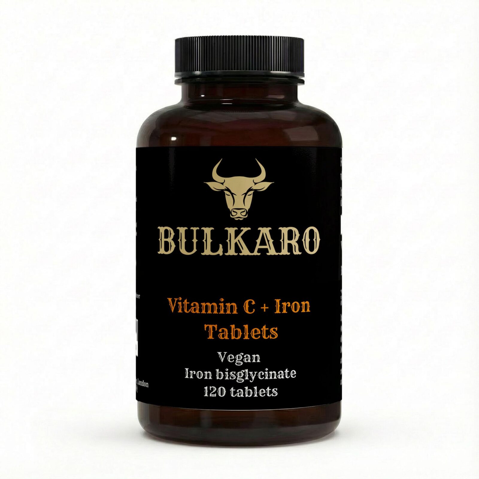 Bulkaro Iron + Vitamin C Tablets (120 Vegan Tablets)