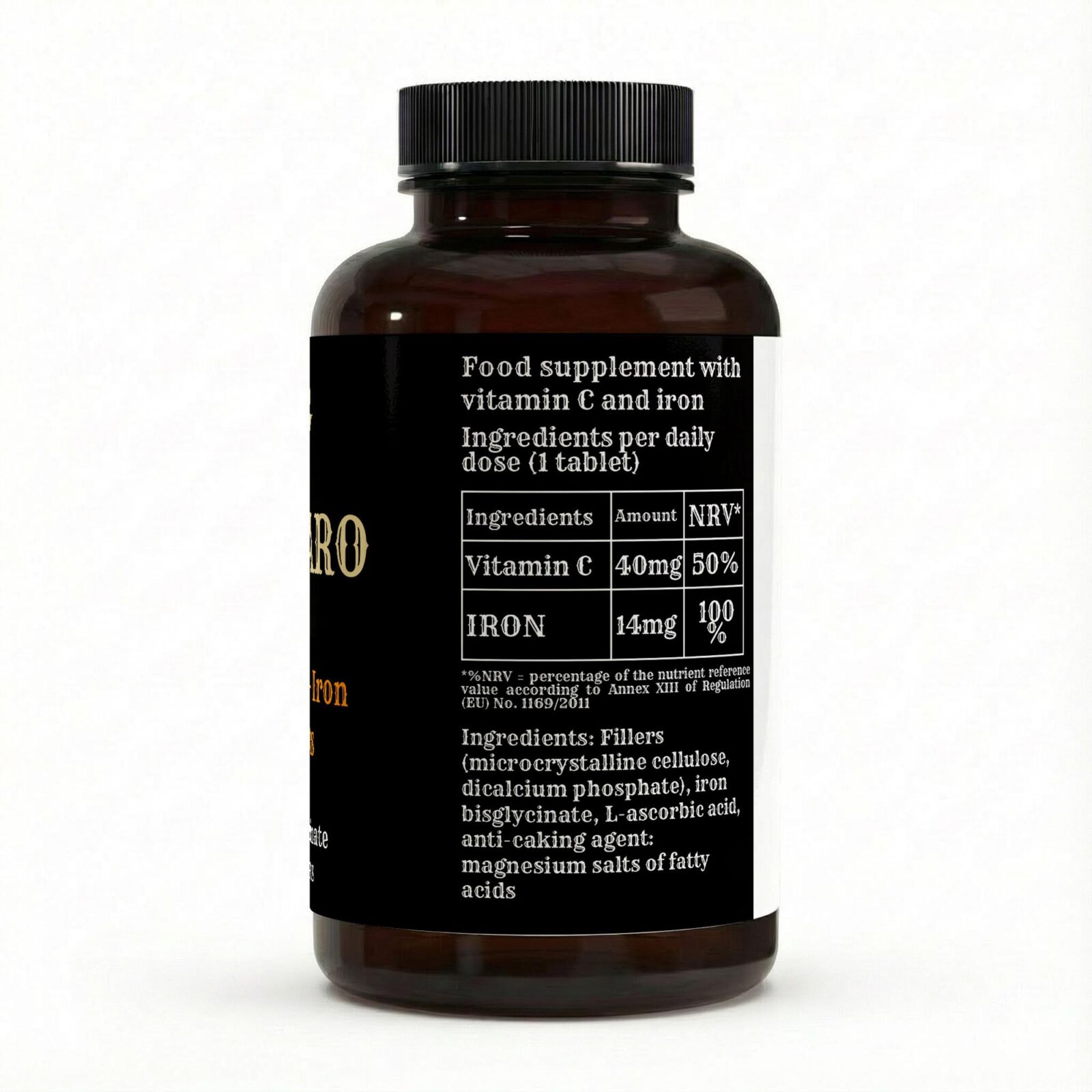 Bulkaro Iron + Vitamin C Tablets (120 Vegan Tablets)