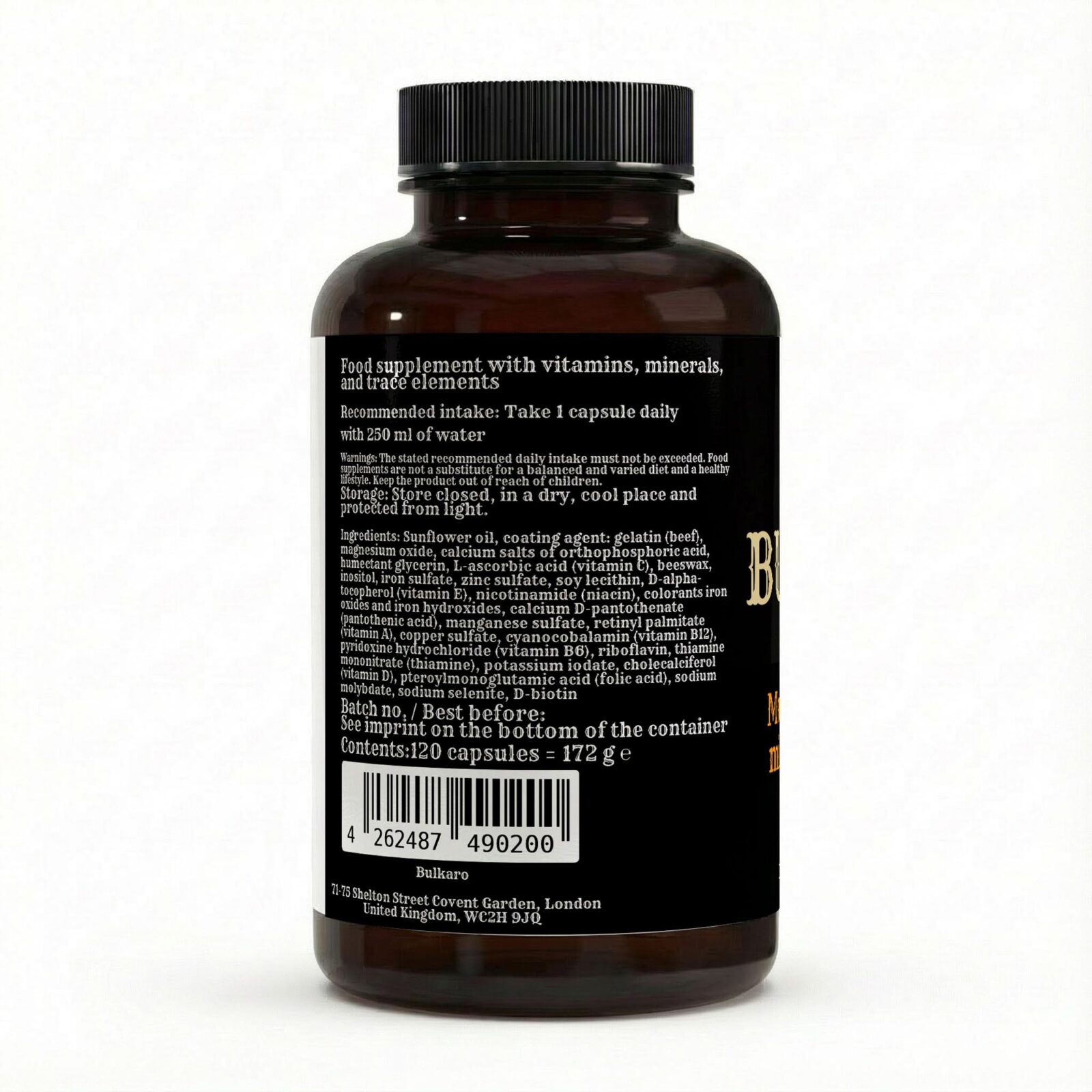 Bulkaro Multivitamin & Mineral Complex (120 Softgel Tablets)